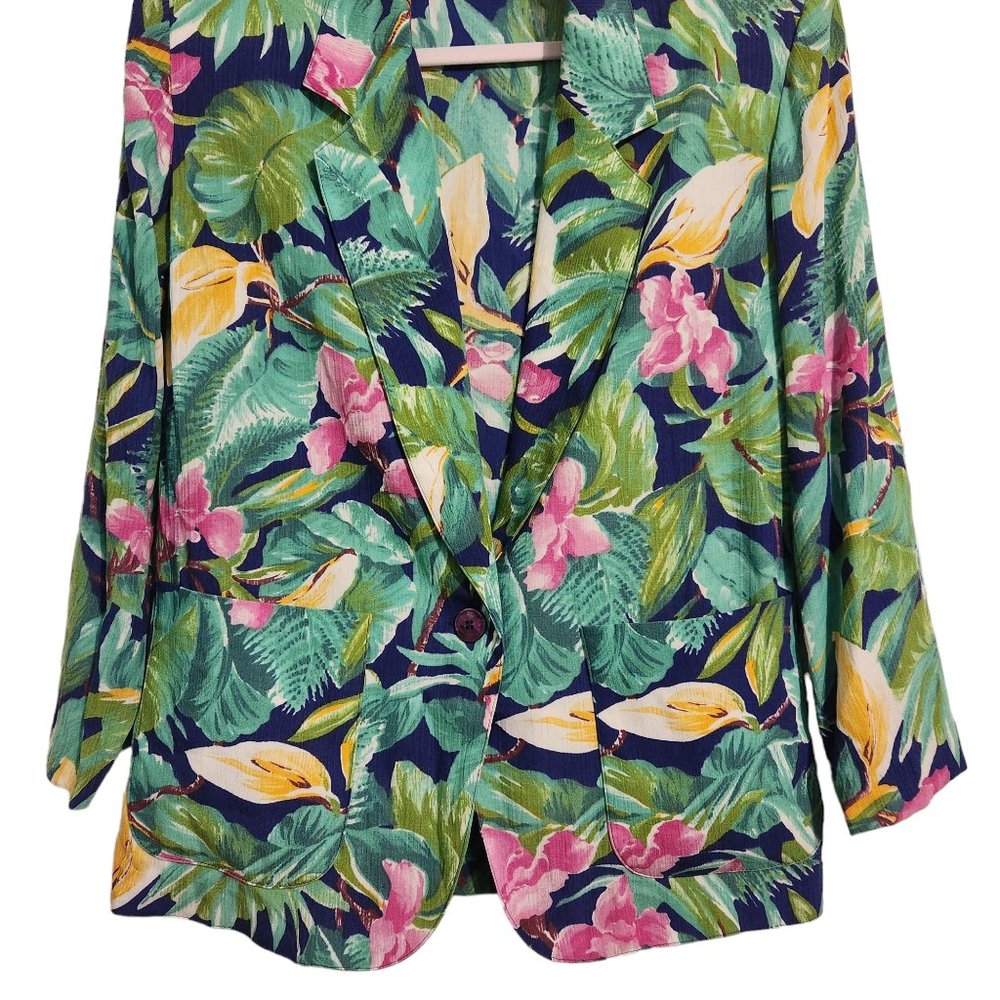 Beautiful Lucia Petites Floral Singe Button Jacket Size 6 - Picture 2 of 6